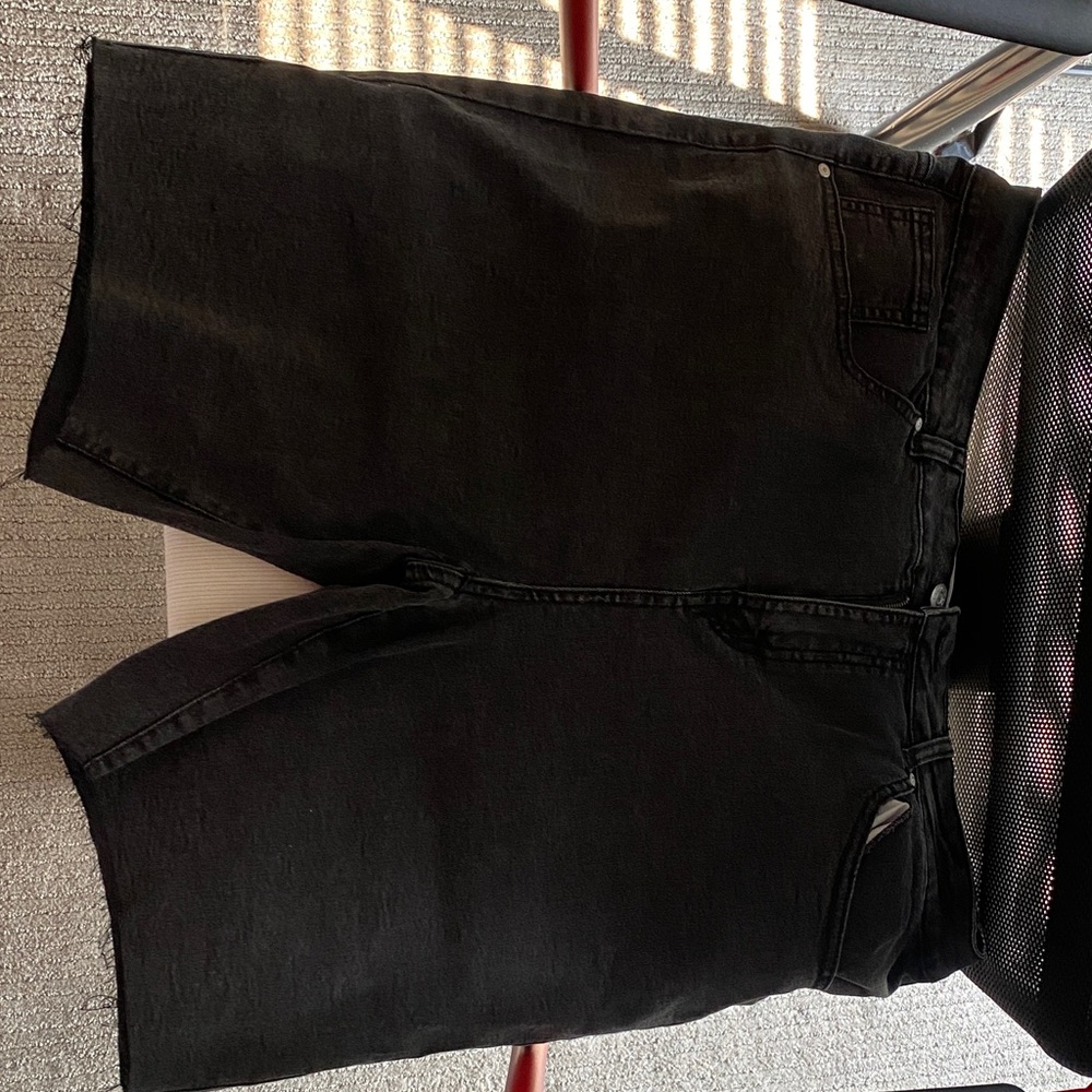 Black Long Denim Shorts